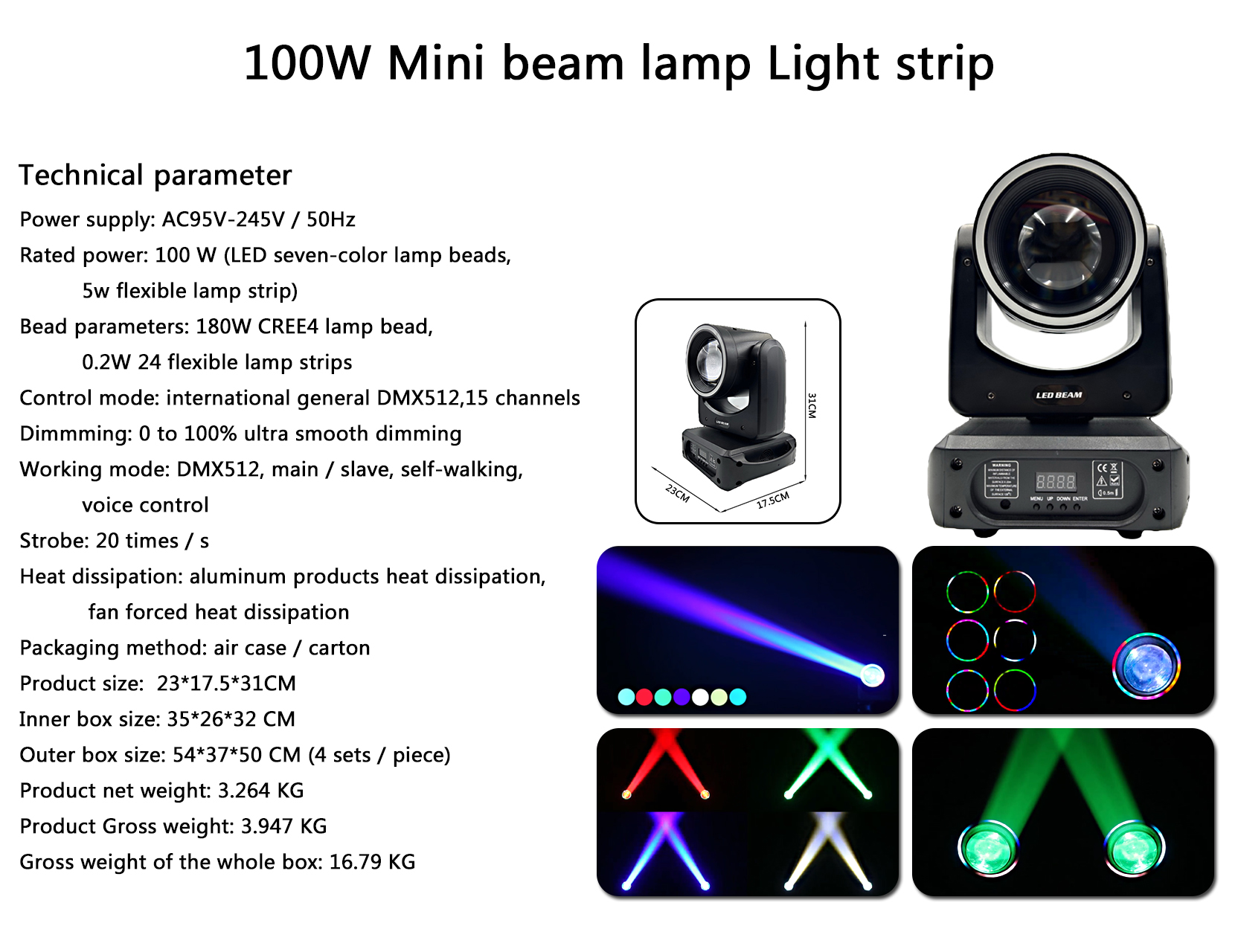100W Mini Beam Light + Strip LED detail 1