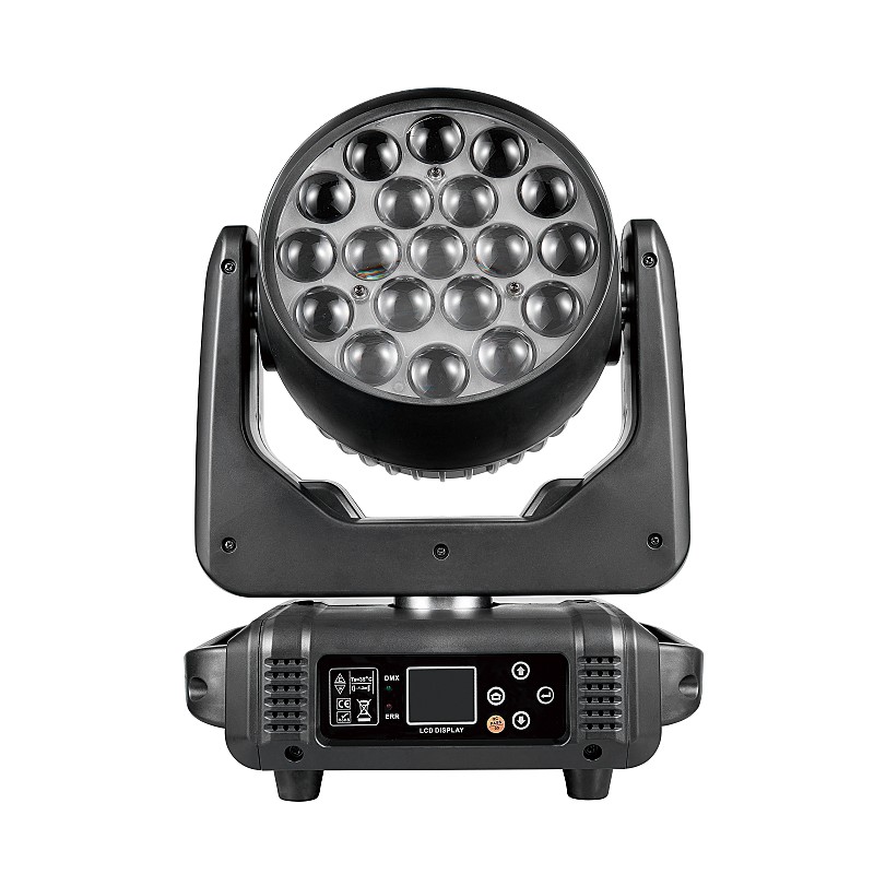 19 × 15W LED Lámpara de cambio de color enfocada con cabeza móvil